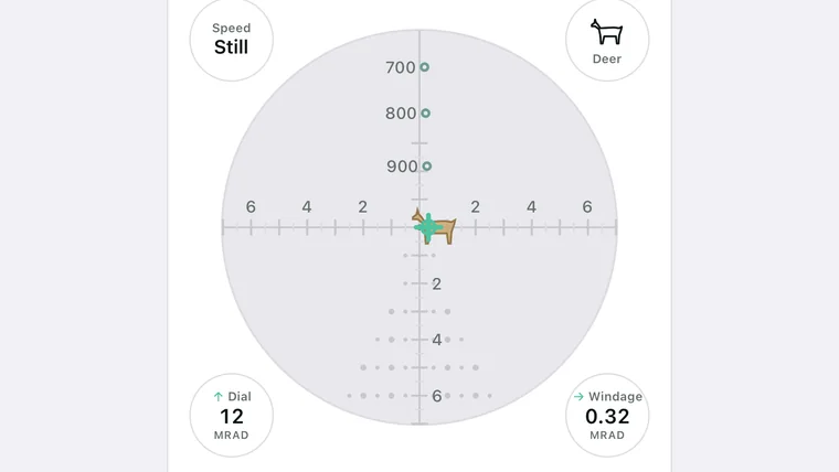 Reticle hold point: impact, shot table and wind drift