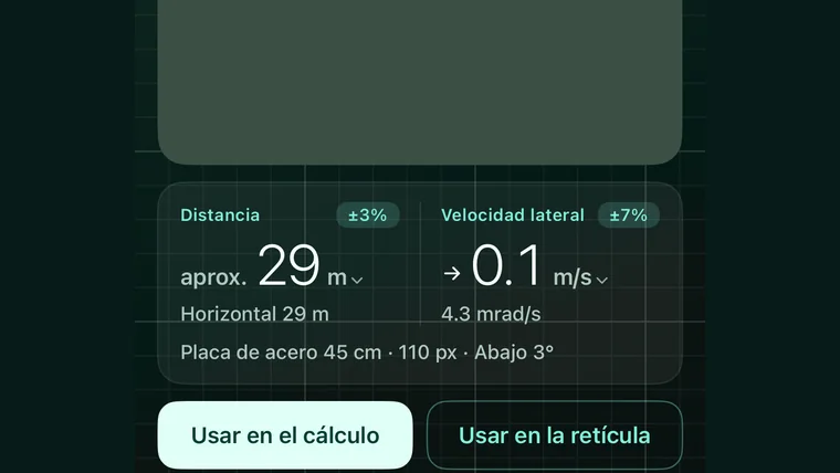 Distancia y velocidad: distancia y velocidad lateral tras fijar una placa de acero