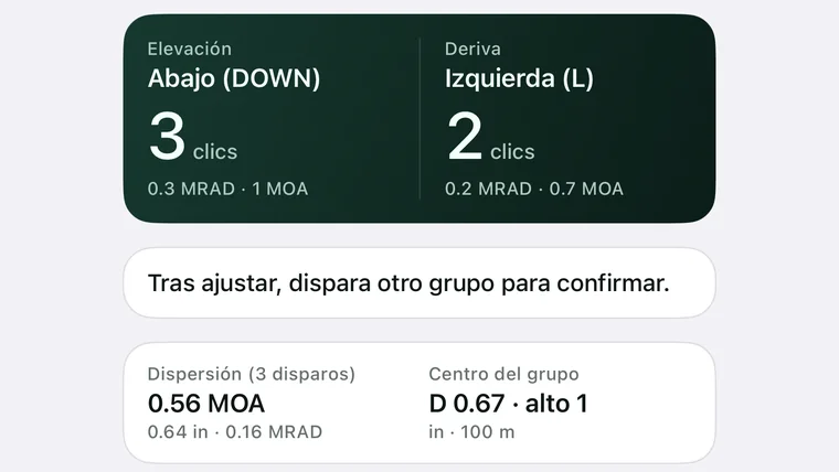Corrección del cero: sentido y clics de las torretas de elevación y deriva