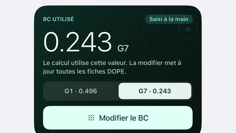 Détail de la munition : BC G7 0,243 et bascule G1 / G7